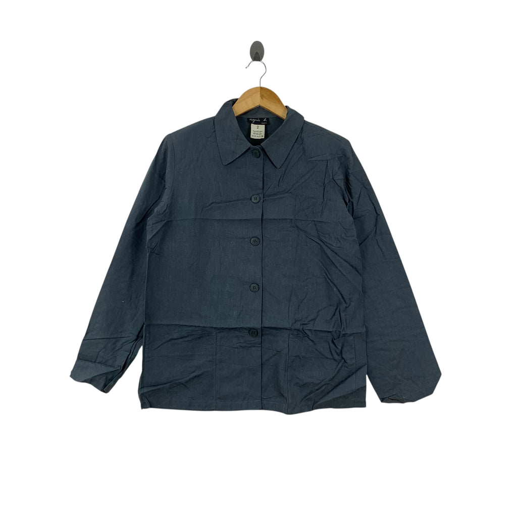 Vintage AGNES B. PARIS Linen Button Up Minimalist Casual Tee Shirt Top Cardigan Coat