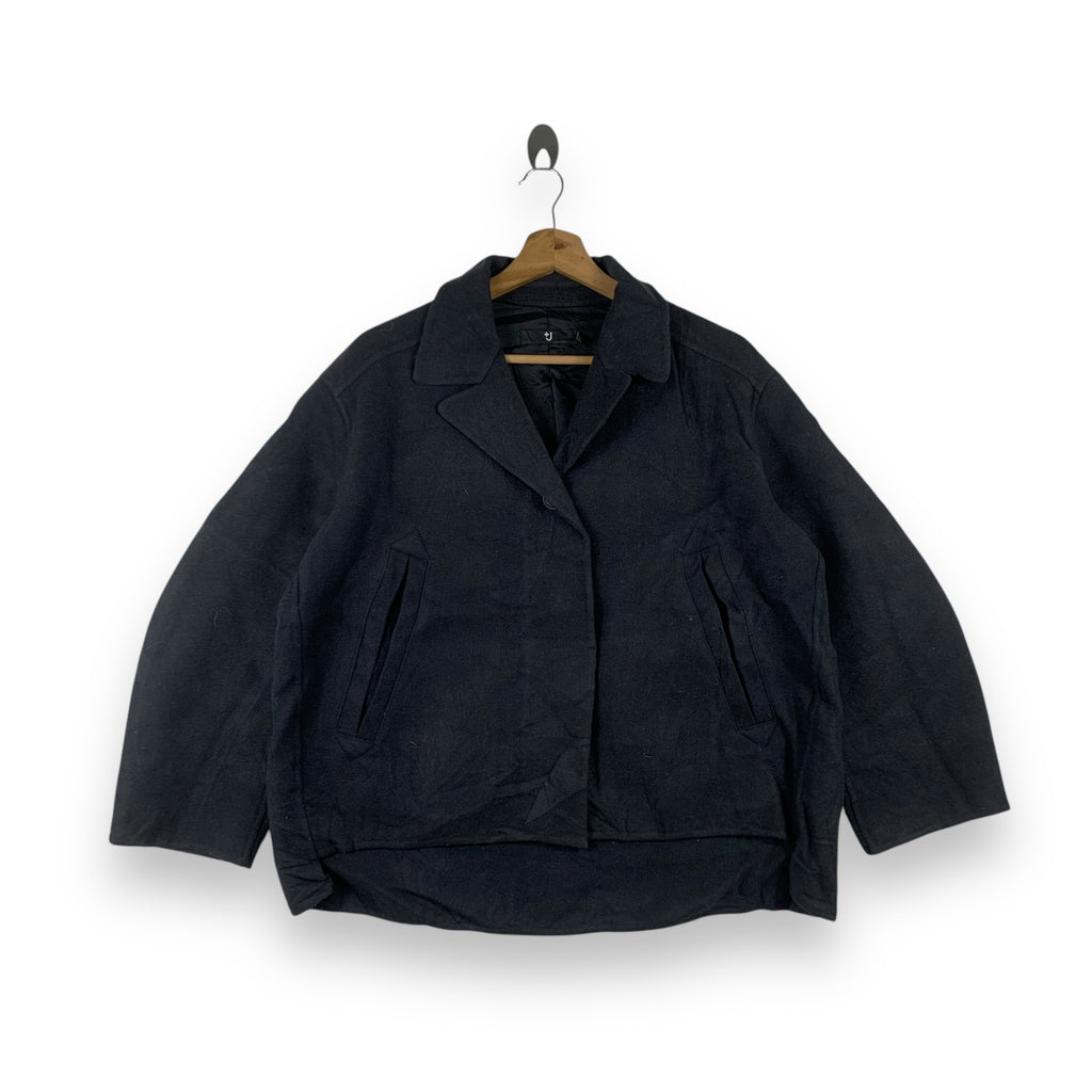 UNIQLO x JIL SANDER +J Collection Oversized Jacket Wool Blend Coat With Two Pocket Minimalist Black