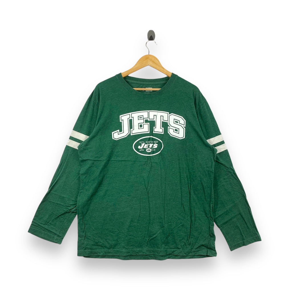 Vintage NEW YORK JETS NFL Team Apparel Long Sleeve Tee Shirt Green Football Fan Tee
