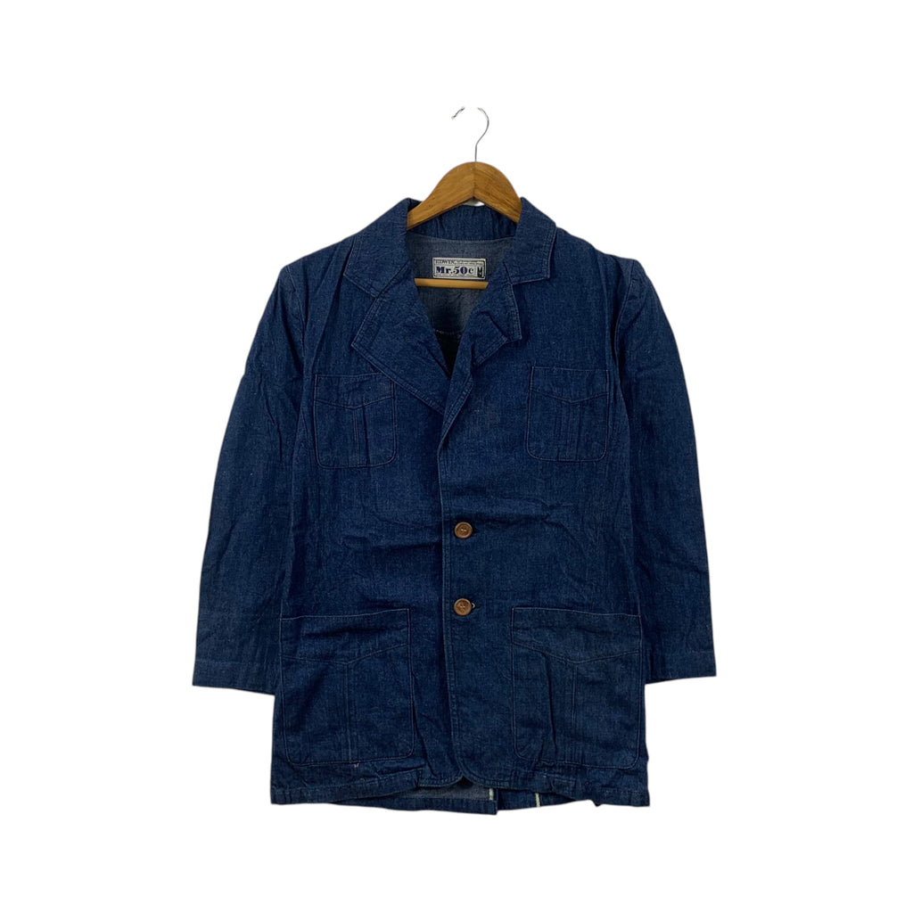Vintage 70’ EDWIN MR. 50C Pure Indigo Denim Jeans Jacket Sport Coat