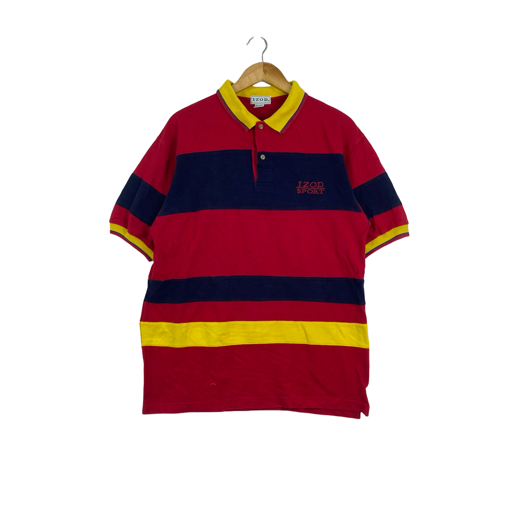 Vintage 90s IZOD Sport Polo Shirt Striped Short Sleeve