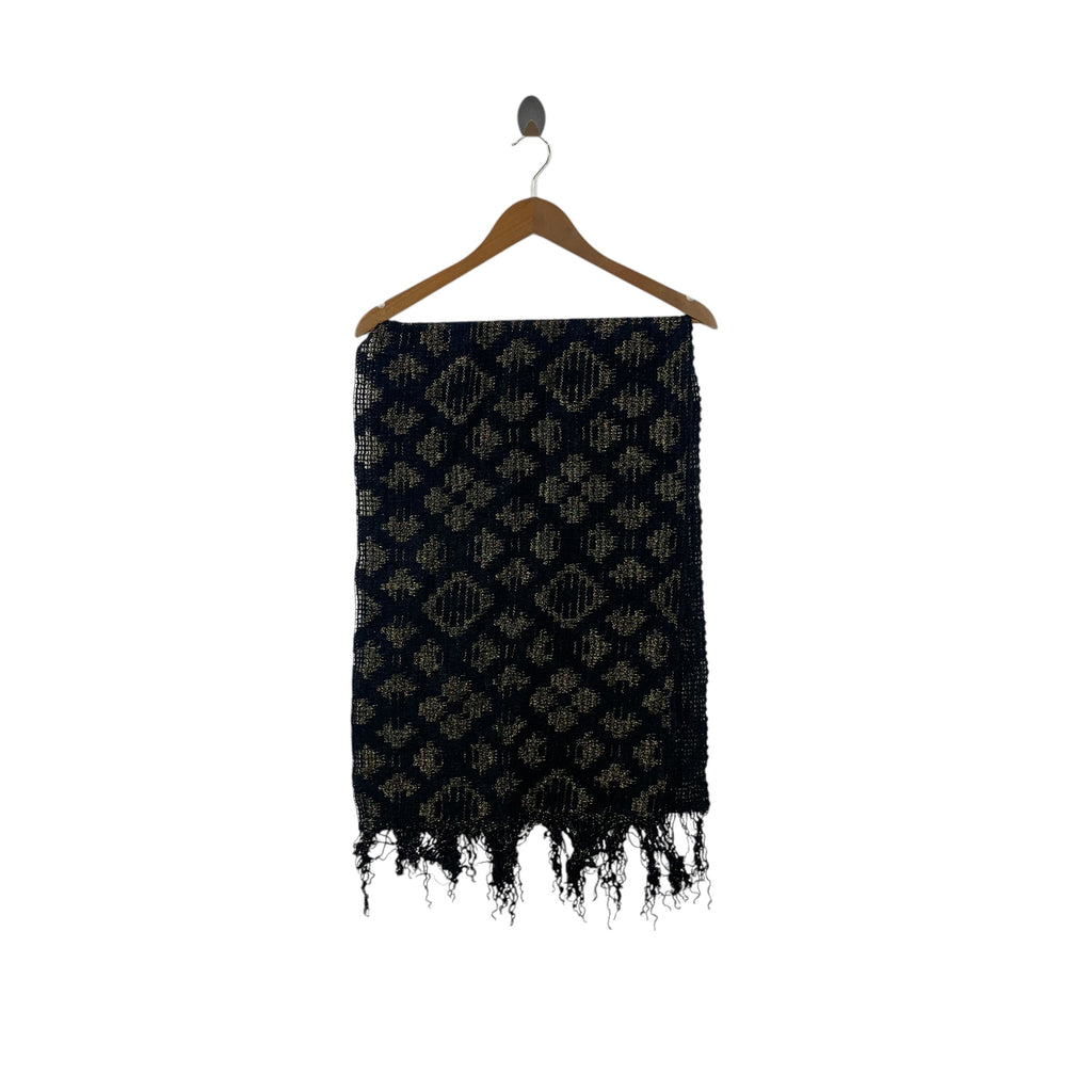 Vintage JAPAN TRADITIONAL PATTERN Abstract Muffler Scarf Shawl Fringes
