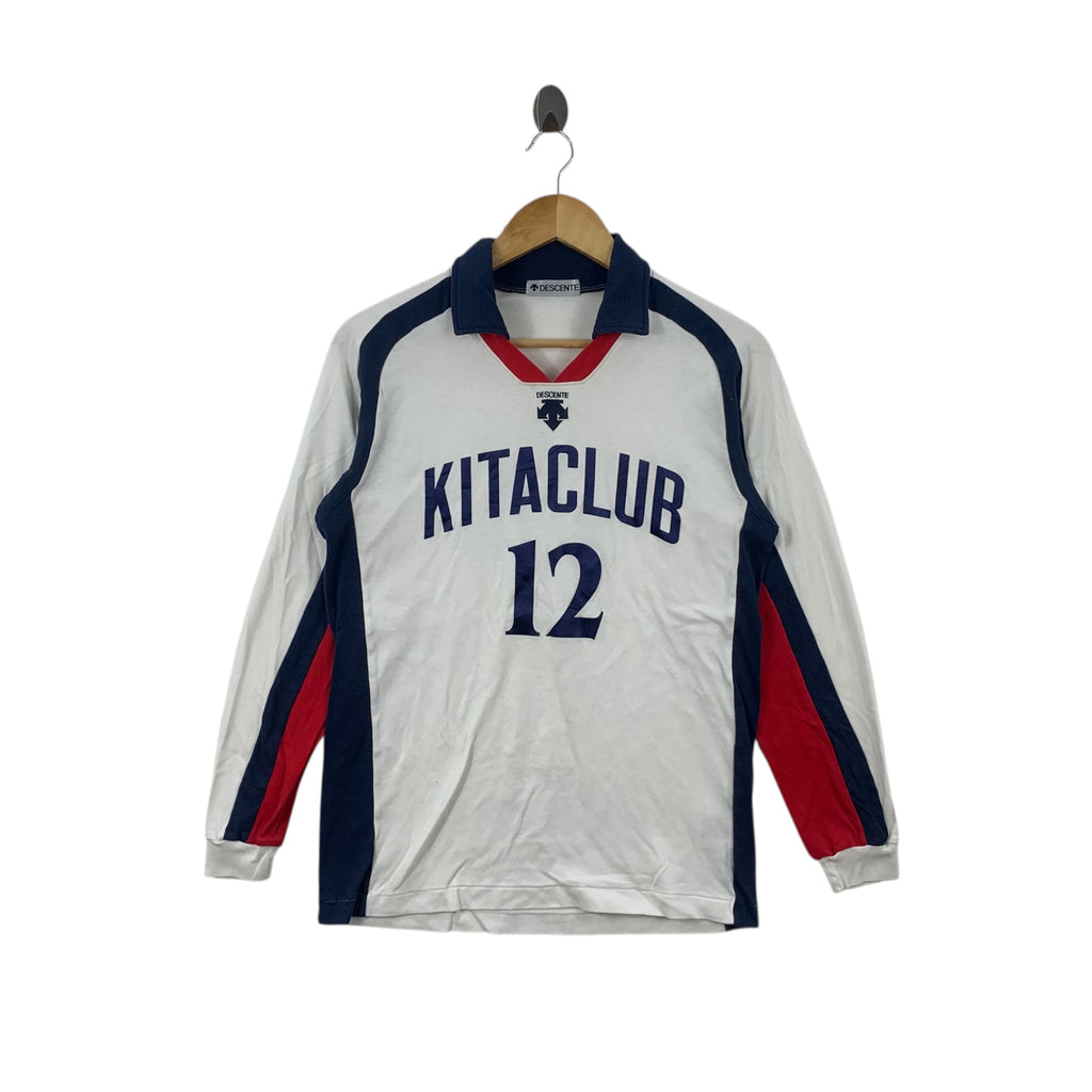 Vintage 80’ KITACLUB GIRAVANZ KITAKYUSHU Football Jersey Polo Tee Shirt Top Descente Japan J League