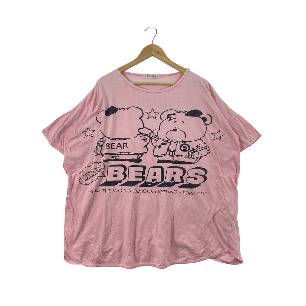 Vintage TEDDY BEAR  Graphic Tee Shirt Sardin Bears Cute Cartoon Y2K Japan Style Casual S.D.C.