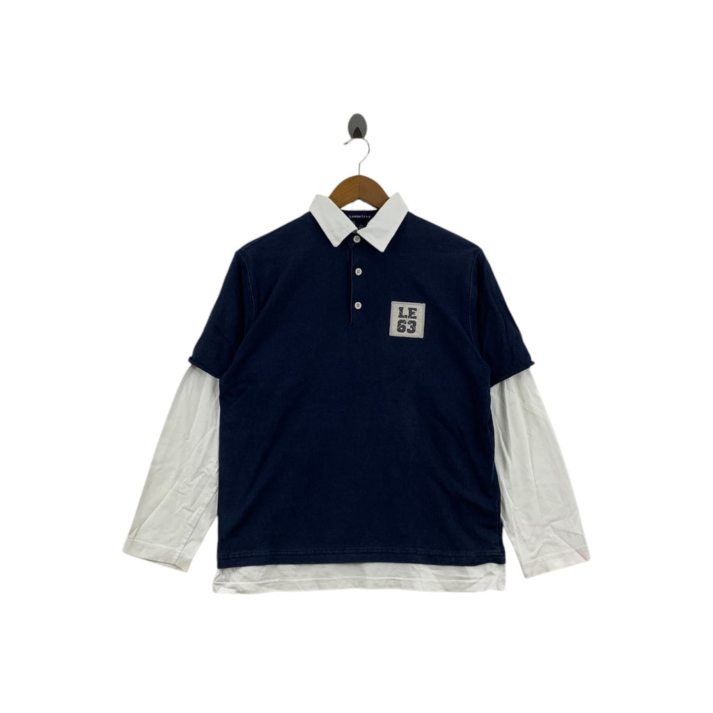 Vintage LAND’S END LE63 Y2K Layered Sleeve Polo Tee Shirt Top Rugby Long Sleeve