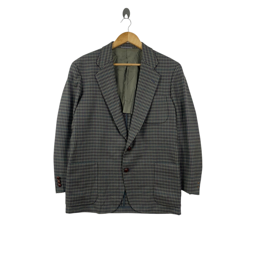 Vintage 90s BURBERRY LONDON Nova Checks Collection Blazer Coat 2 Wood Button Suit Formal