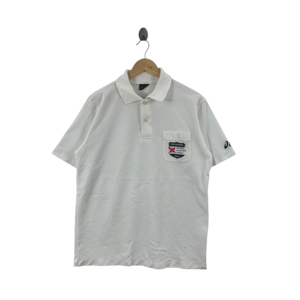 Vintage ASICS JAPAN FUKUSHIMA Sports Masters Polo Tee Shirt Top Crest Logo