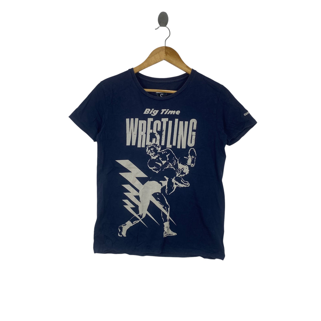 Vintage CARNIVAL BIG TIME Wrestling Graphic Tee Shirt Short Sleeve Crew Neck Casual Streetwear