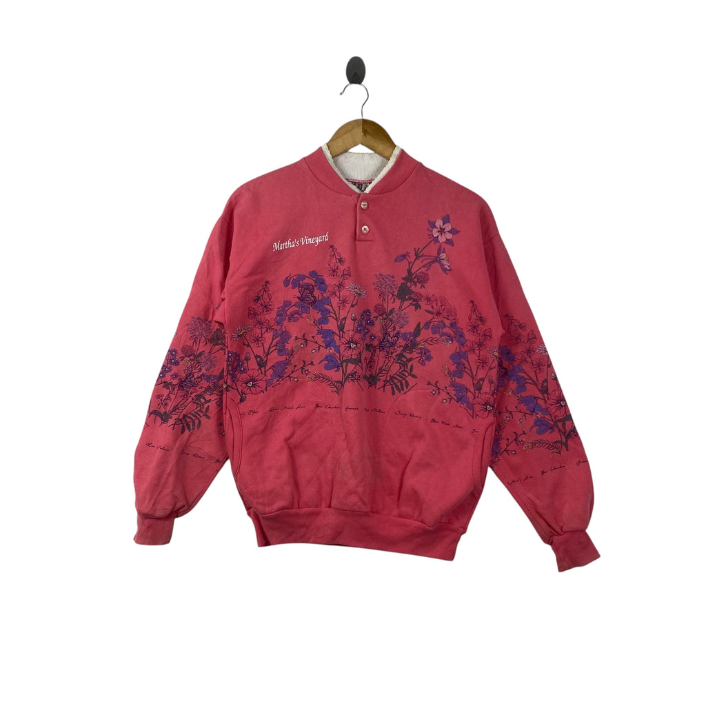 Vintage 80s MARTHA’S VINEYARD  Floral Sweatshirt Art Unlimited Sportwear Pullover Crewneck Rare