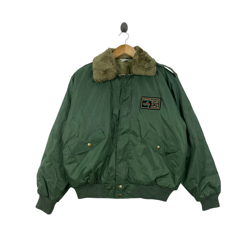 Vintage 80’ KOMATSU JAPAN Construction Staff Bomber Jacket Windbreaker Engineer Uniform