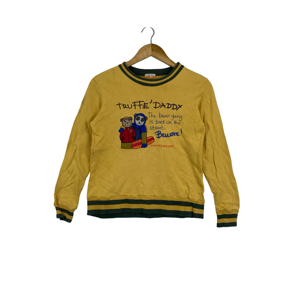 Vintage CASTELBAJAC Kid’s Sport Sweatshirt Truffe Daddy Bear Gang Graphic Crewneck Striped Ribbing Retro Japanese Designer