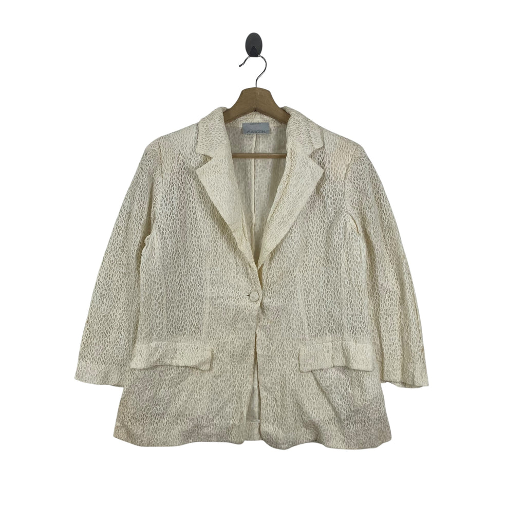Vintage MARCON Textured Open Weave Blazer Jacket Elegant Single Button Lightweight Semi Sheer Blazer Classic Lapel Collar