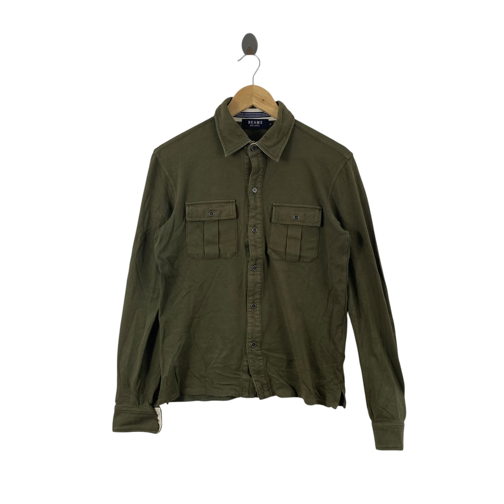 Vintage BEAMS HEART Japan Utility Pocket Shirt Military Workwear