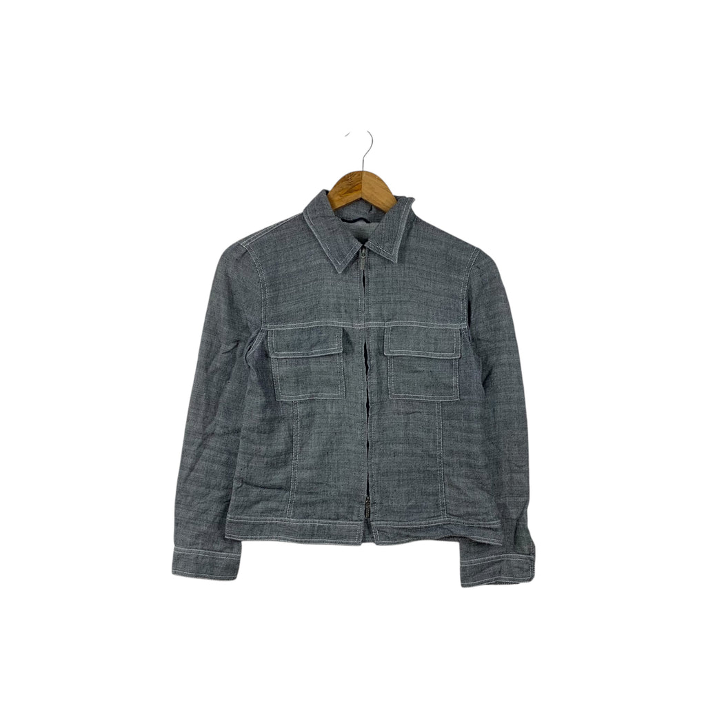 MAX MARA MARELLA Collection Zipper Denim Jeans Worker Jacket Chore Overcoat
