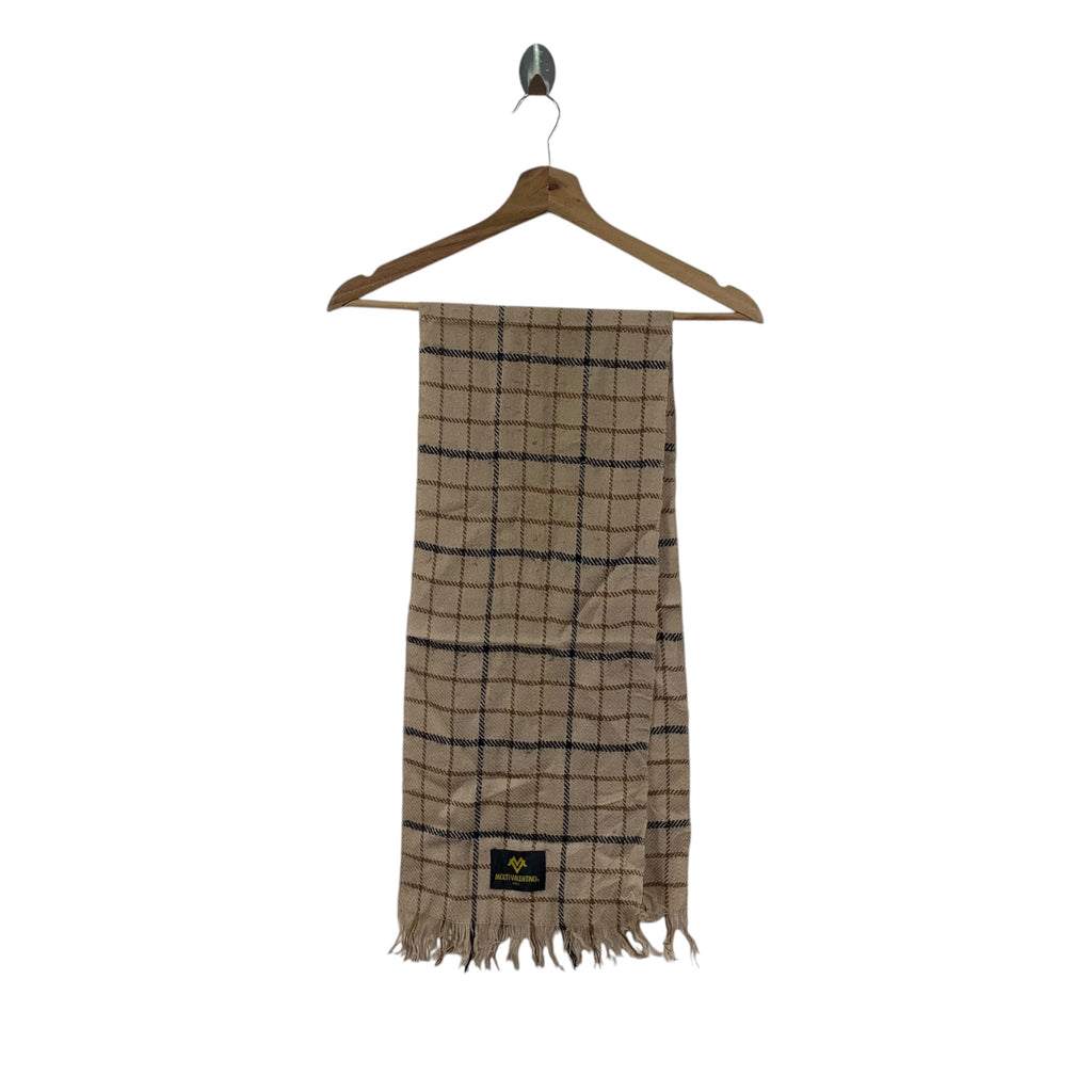Vintage MOLTI VALENTINO ITALY Plaids Checks Tartan Muffler Scarf Shawl Fringes