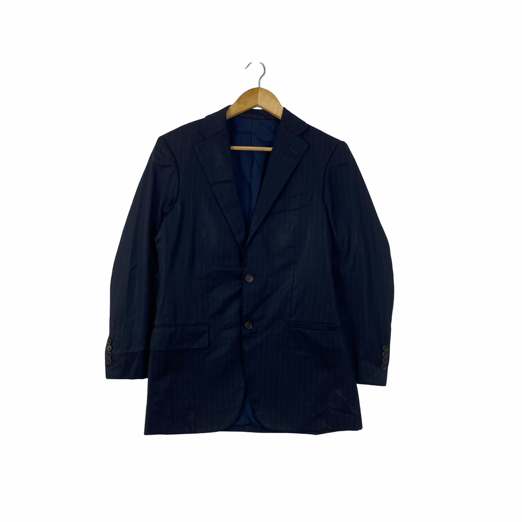 Vintage BEAMS INTERNATIONAL Gallery Pinstripe Blazer Jacket Japanese Designer Tailored Suit Coat Classic Formal Businesswear Two Button Front Closure Luxury