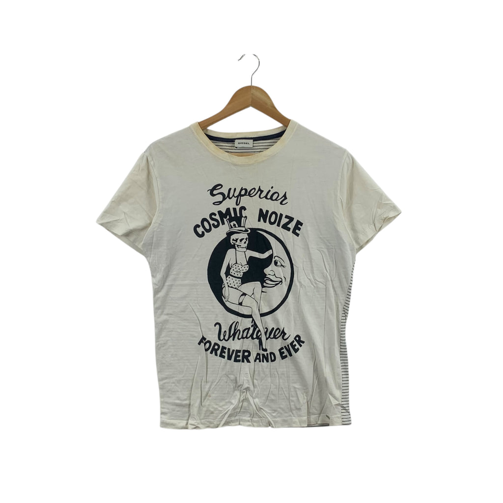DIESEL ITALY Superior Cosmic Noize Trashed Tee Shirt Top Bones Skull