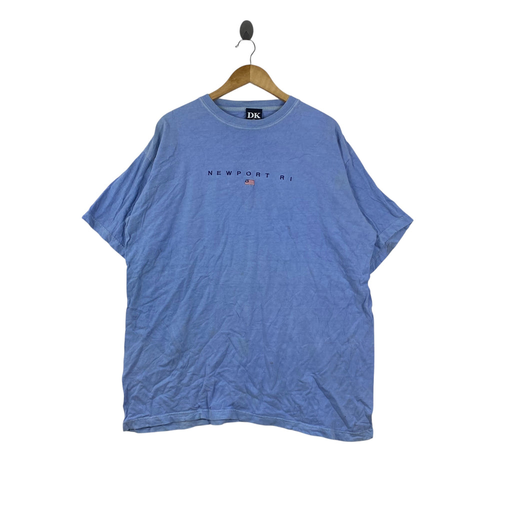 Vintage DK Newport RI Graphic Tee Shirt Y2K 90s Style Single Stitch Casual Streetwear