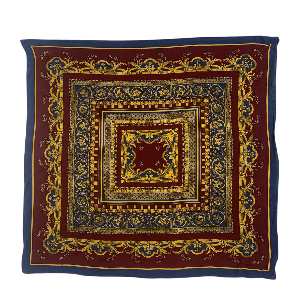 Vintage VAKKO ITALY BAROQUE Ornate Square Silk Scarf Hand Rolled Shawl Neckerchief Bridles