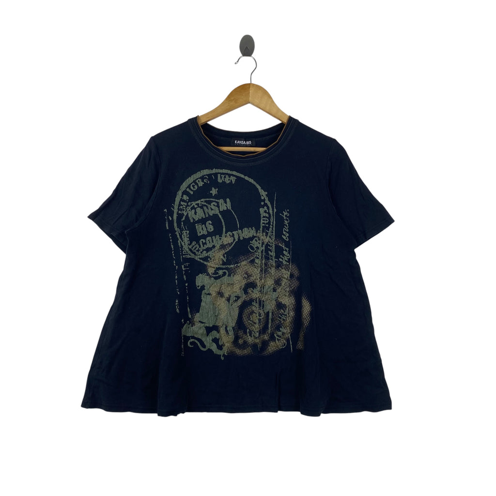 Vintage KANSAI BIS YAMAMOTO Collection Graphic Tee Shirt Y2K Distressed Print Casual Streetwear Retro Graphic Top
