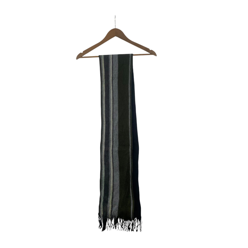 Vintage DKNY DONNA KARAN New York Striped Muffler Scarf Shawl Fringes