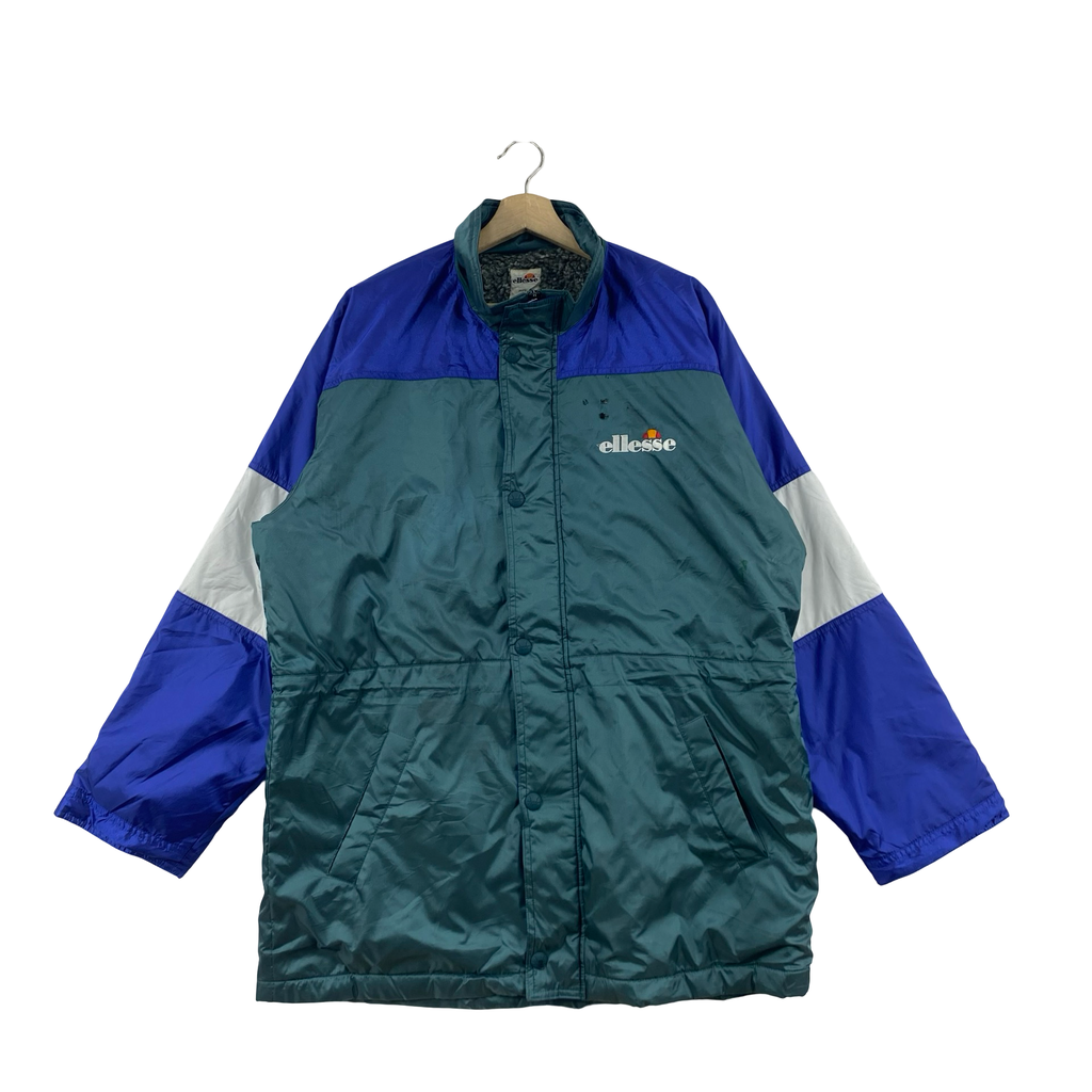 Vintage ELLESSE Puffer Jacket Sherpa Winter Coat JASPO Retro Streetwear Outdoor Parka