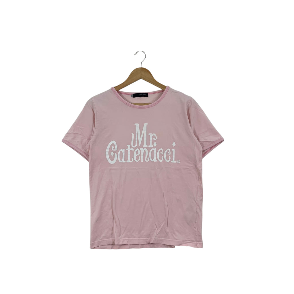 Vintage DSQUARED2 MR. CATENACCI Pink Ringer Tee Shirt Top Made In Italy