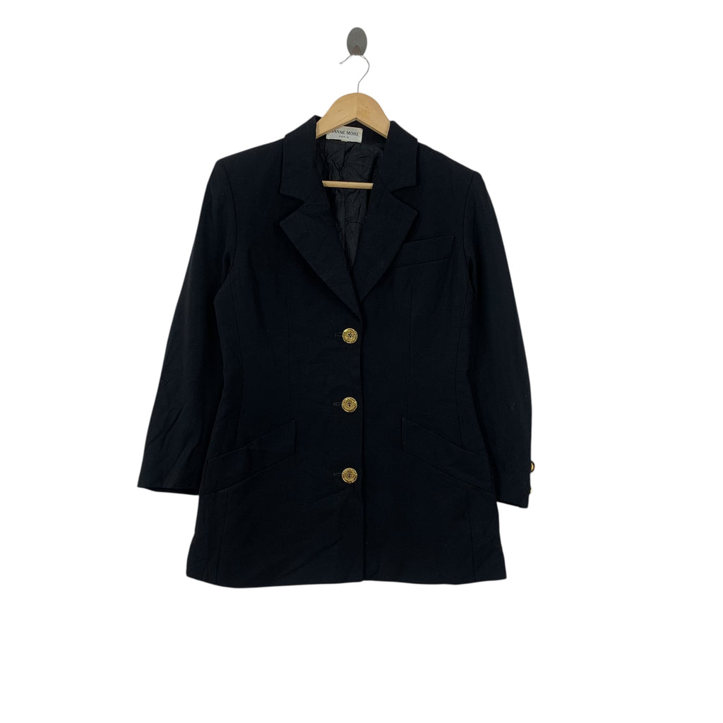 Vintage HANAE MORI PAIRS Collection Gold Button Up Coat Blazer Jacket Cardigan