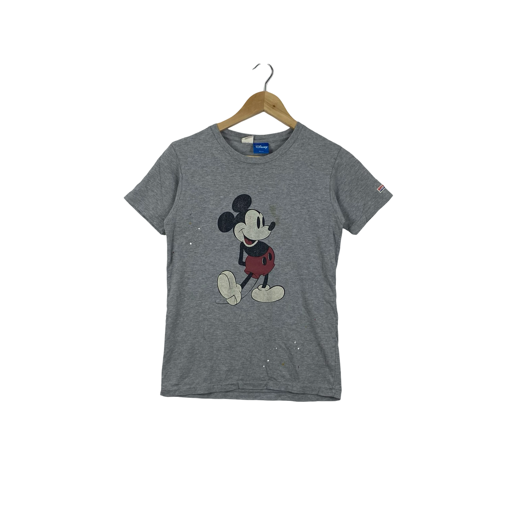 Vintage DISNEY MICKEY MOUSE  Graphic T-Shirt Gray Heather Cartoon Character Casual Streetwear Adult