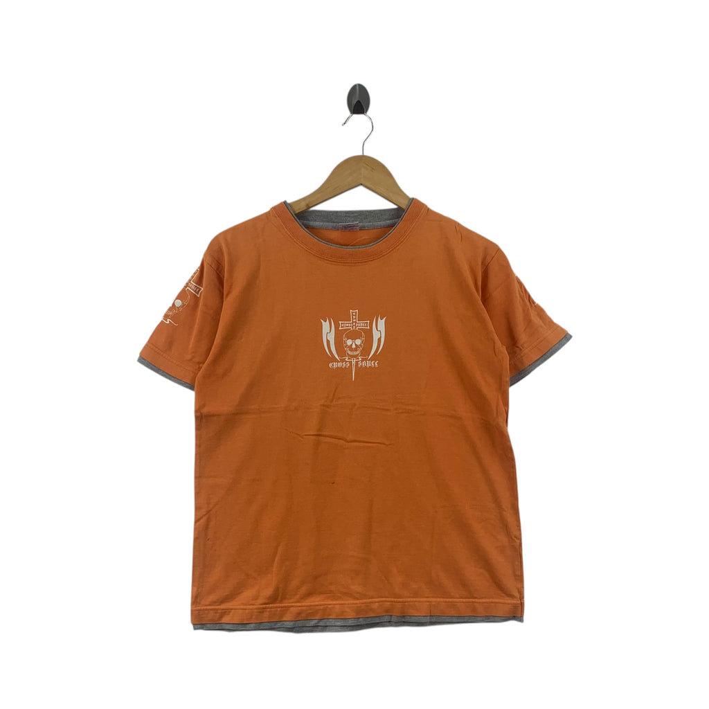 Vintage FLY BEANS SKATEBOARD Cross Bones Tee Shirt Top Skull Streetwear