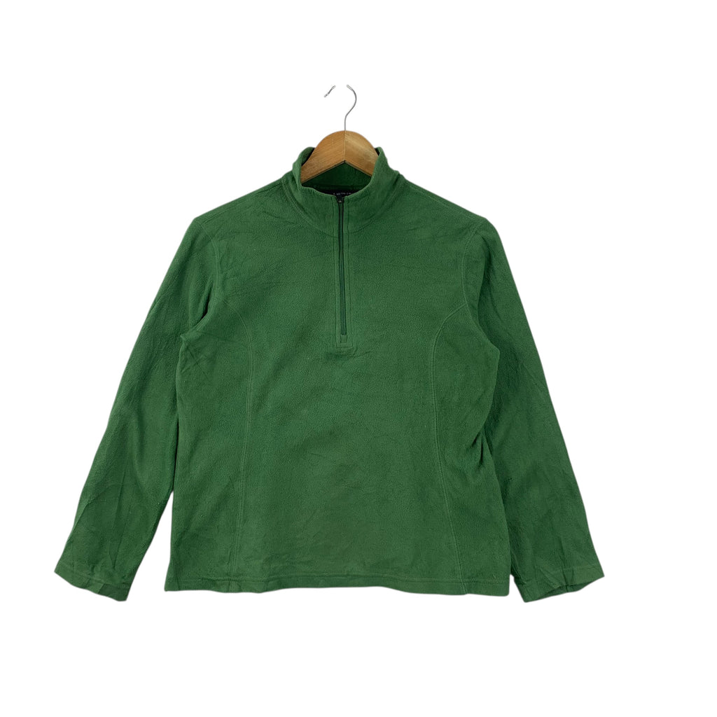 Vintage LANDS’ END x THERMA CHECK Half Zipper Fleece Jacket Outdoor Green Windbreaker