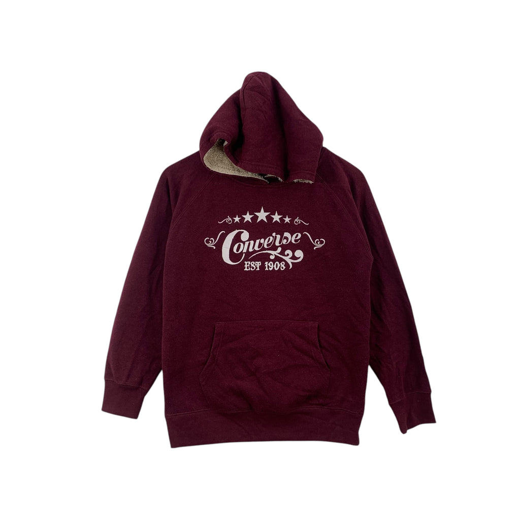 Vintage CONVERSE ALL STAR Shearling Faux Fux Hoodie Pullover Jumper
