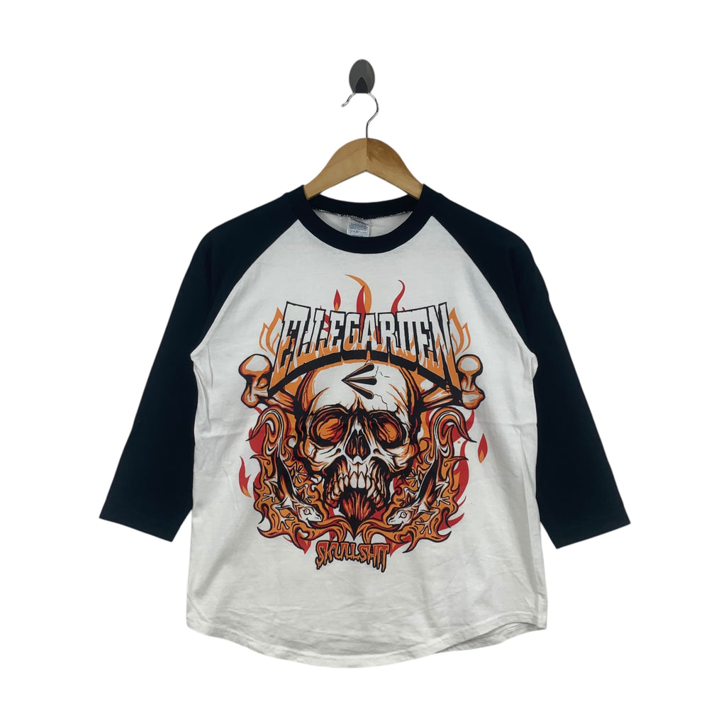 ELLENGARDEN x SKULL SHIT Japanese Rock Band Skull Flames Baseball Tee Shirt Top Punk Rock Streetwear