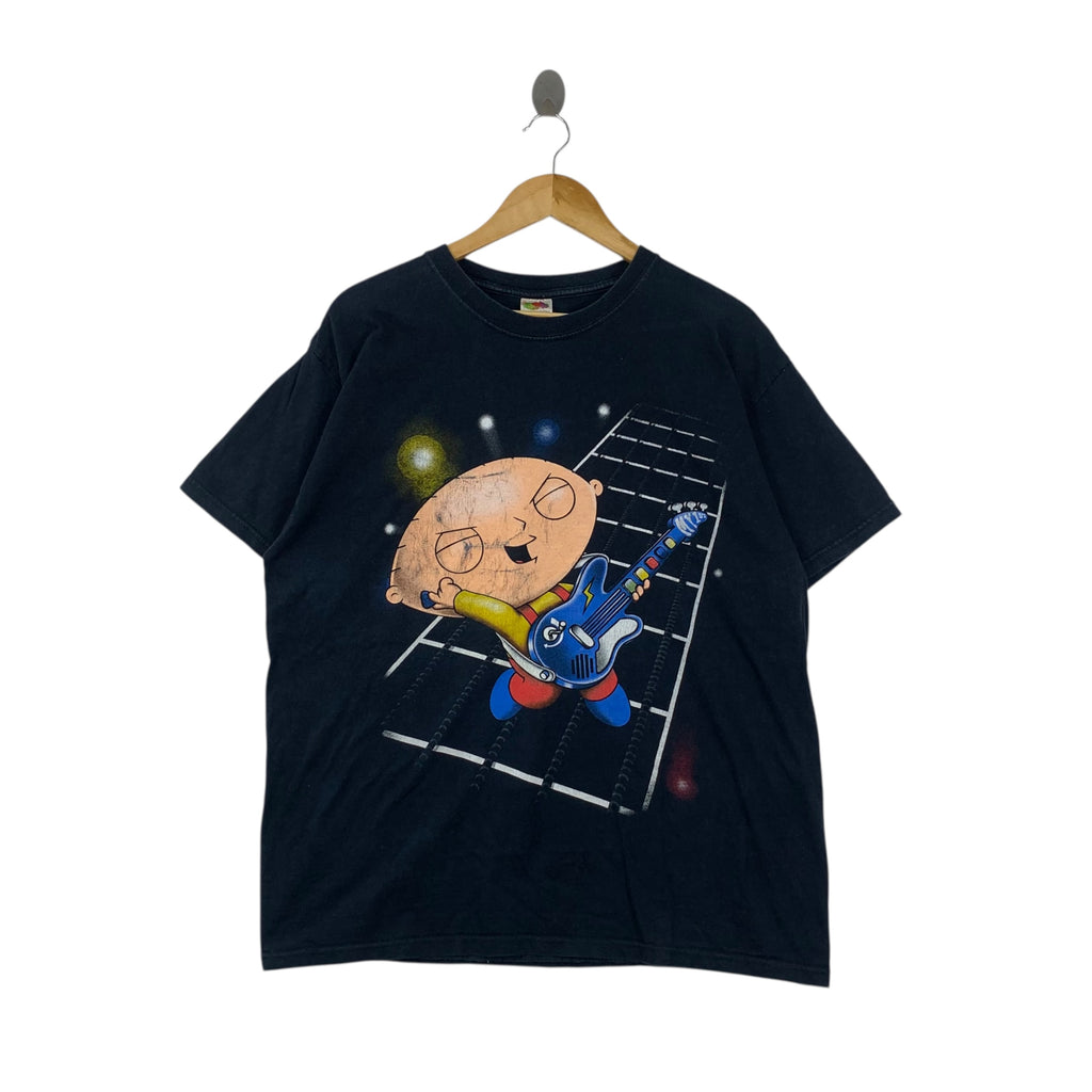 Vintage FAMILY GUY SERIES Stewie Griffin Guitar Hero Tee Shirt Top Animated Cartoon