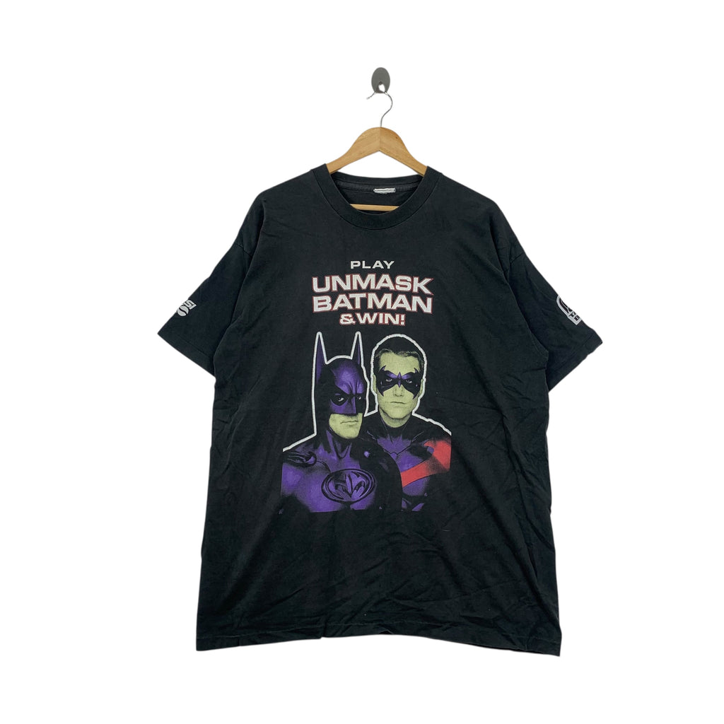Vintage 1997 BATMAN & ROBIN MOVIE Film DC Comics Tee Shirt Top Pepsi Taco Bell Promo Ads