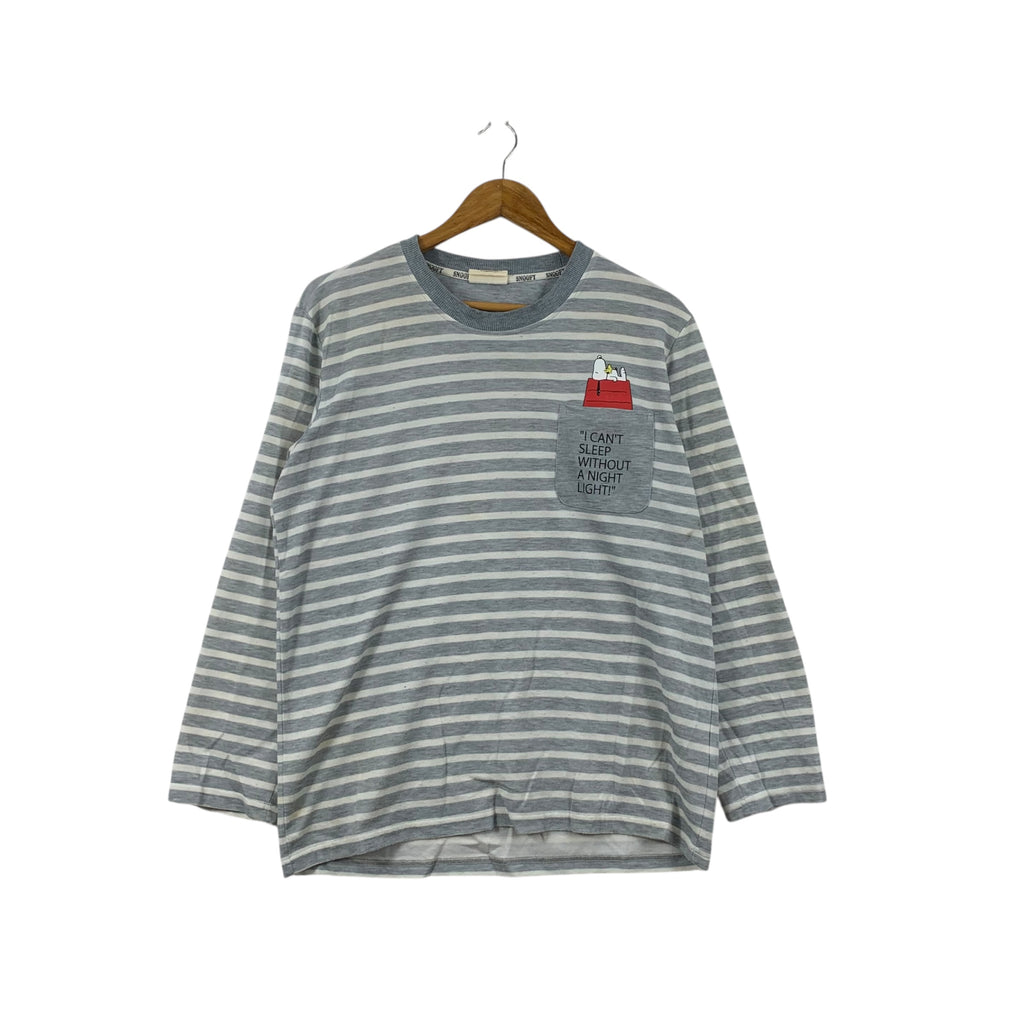 Vintage PEANUTS SNOOPY CARTOON Cant Sleep Sweatshirt Sweater Pullover Jumper Animation Comic Strip