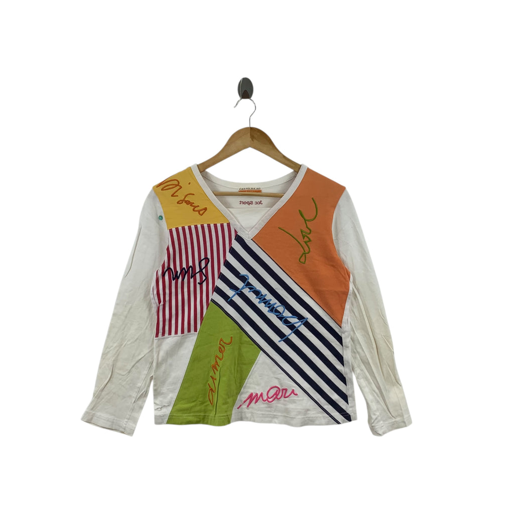 Vintage JEAN CHARLES CASTELBAJAC Patchwork Tee Shirt Top Long Sleeve Sport Collection