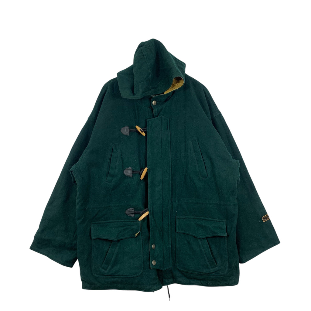 Vintage BOAT WORKS Green Quilted Duffle Coat Heavy Jacket Outdoor Parka Windbreaker