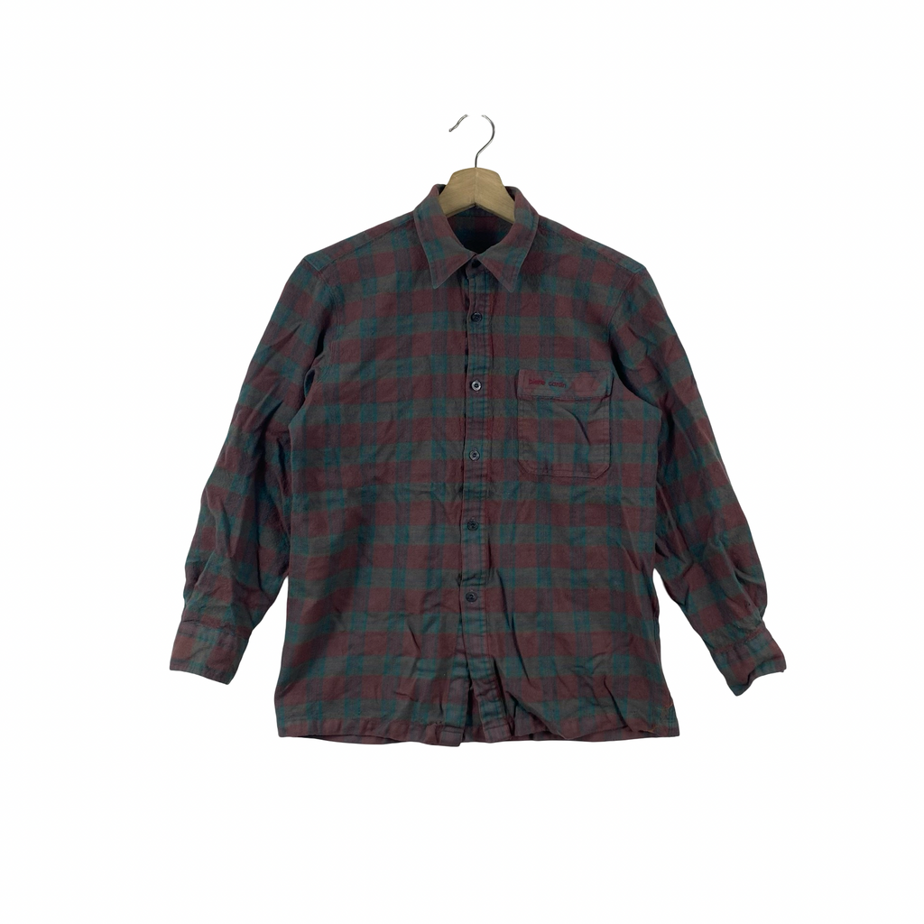 Vintage PIERRE CARDIN Paris Plaid Flannel Button Up Shirt Mens Long Sleeve Chest Pocket Casual Checkered