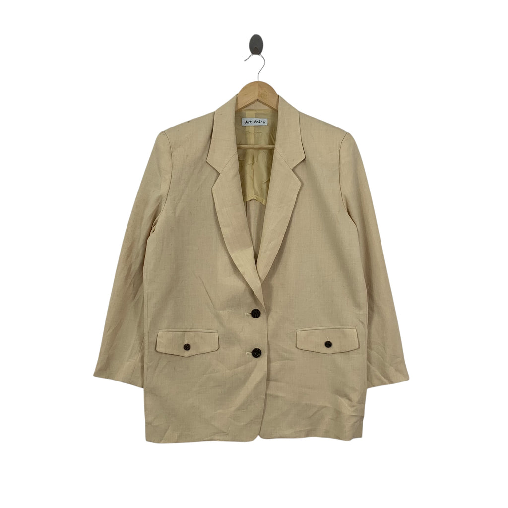 Vintage ART VOICE PARIS  Collection Wood Button Up Coat Blazer Formal Jacket Cardigan