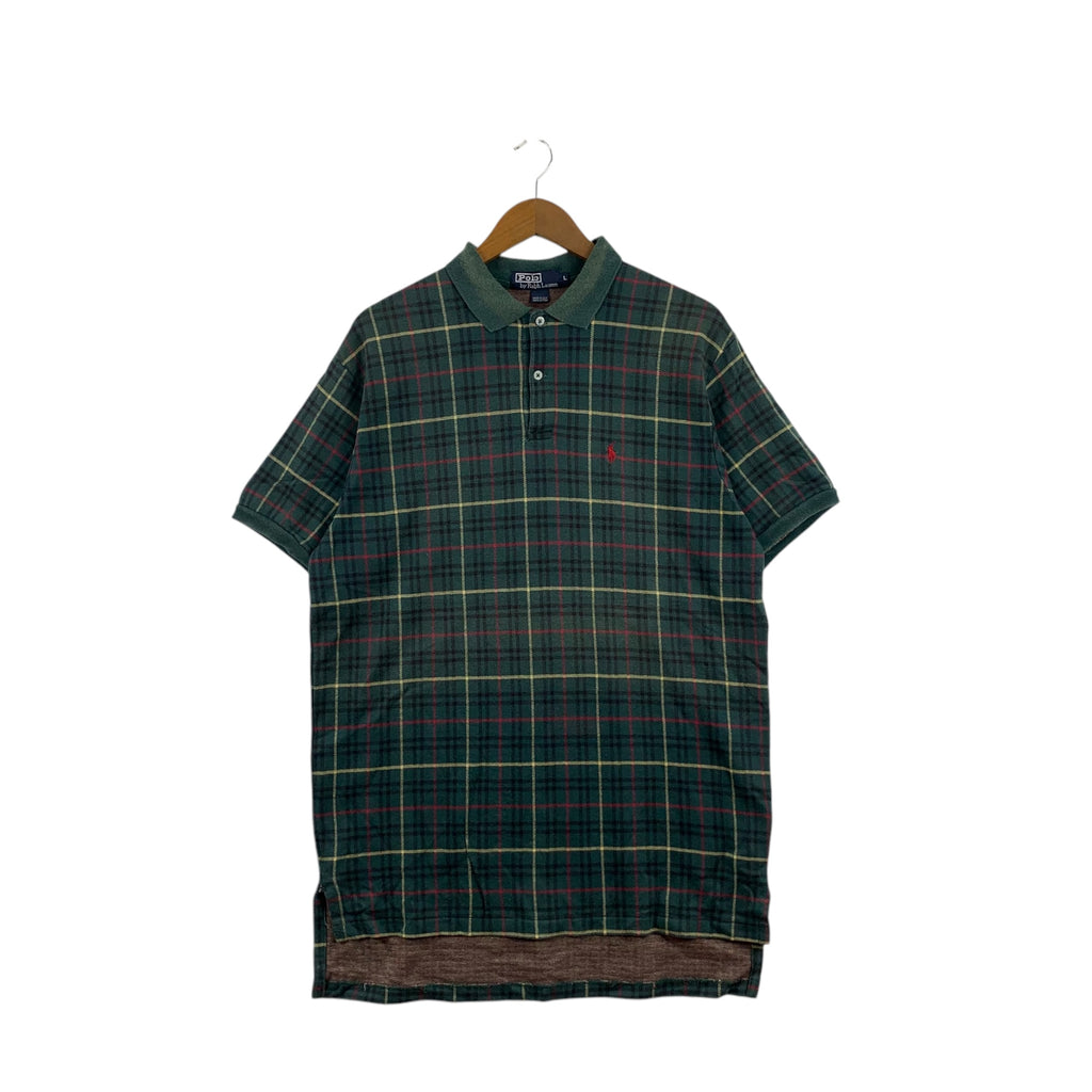 Vintage 90’ POLO RALPH LAUREN Small Pony Tartan Tee Shirt Top Plaids Checks Embroidered Logo Short Sleeve