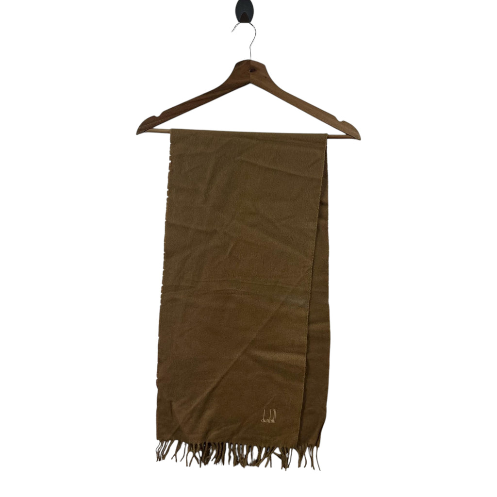 Vintage DUNHILL LONDON Embroidered Logo Muffler Scarf Shawl Fringes