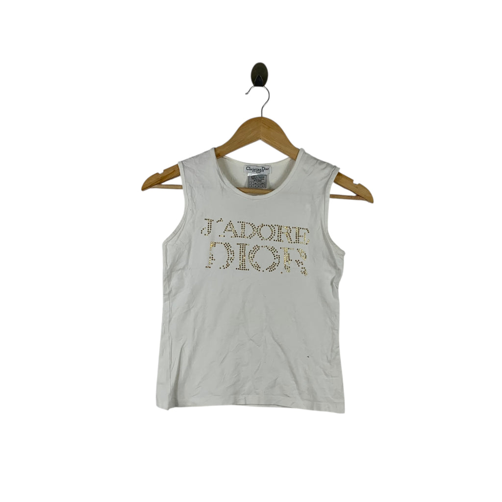 CHRISTIAN DIOR J'Adore Dior Rhinestone Bling Swarovski Tank Top Tee Shirt Made In France
