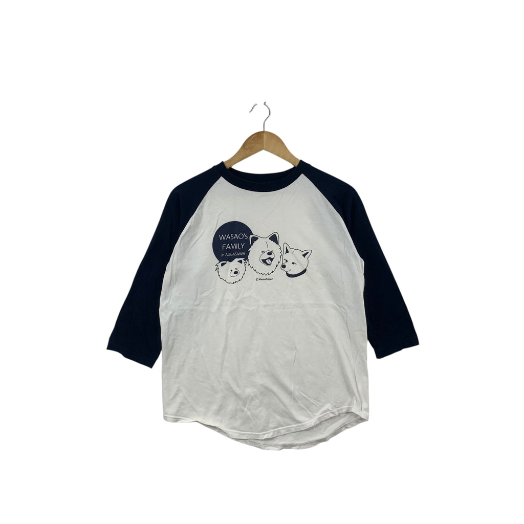 WASAO’S FAMILY AJIGASAWA Akita Dog Japan Raglan Tee Shirt Top Tourism Home Souvenir