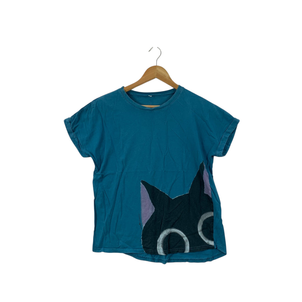 ANIME KAZUO KATSUKI Black Cat Belluna Tee Shirt Top Big Silhouette