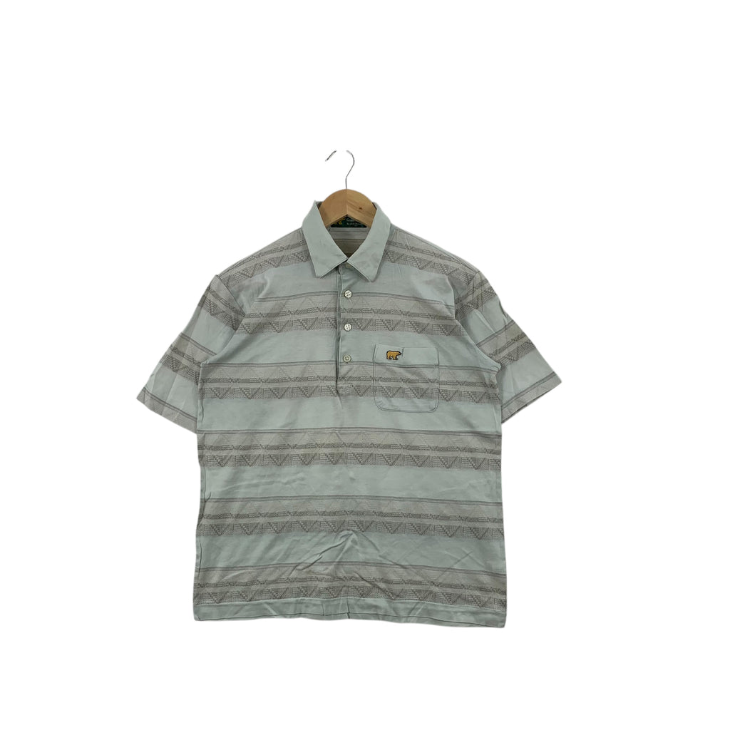 Vintage GOLDEN BEAR USA Jack Nicklaus Golf Aztec Polo Tee Shirt Top Striper Tartan