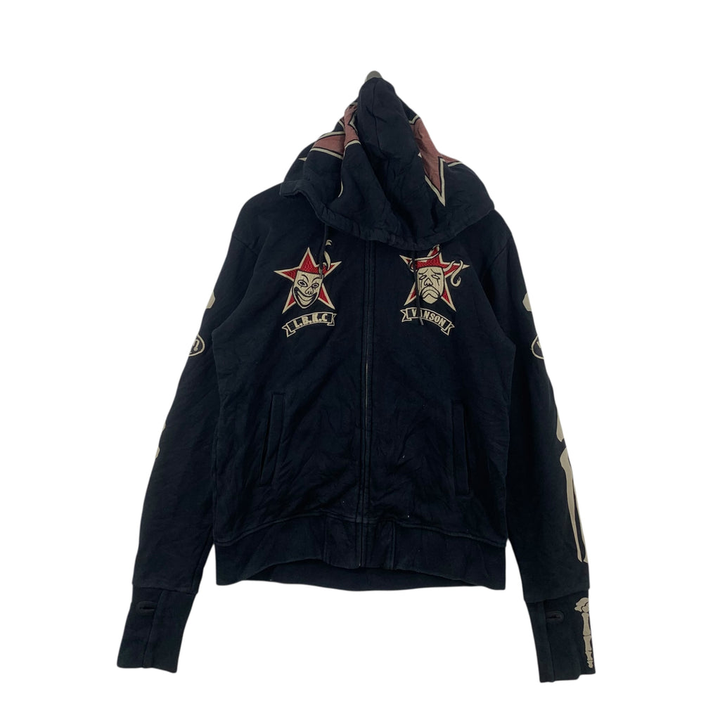 VANSON LEATHERS x LOW BLOW KNUCKLE Bones Hoodie Motorcycle Clown Skull
