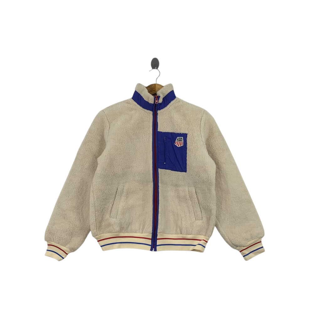 Vintage TOMMY USA Retro X Sherpa Fleece Jacket Zipper Windbreaker Outdoor