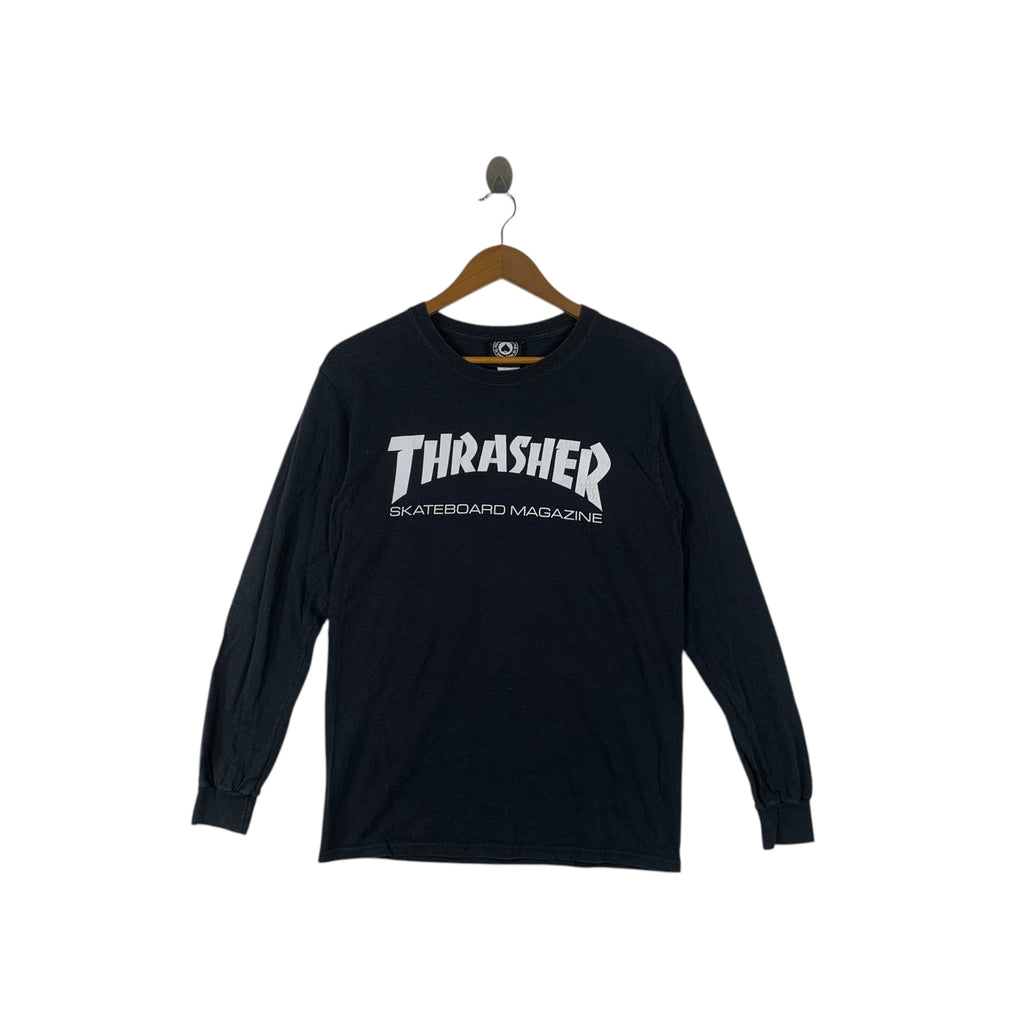 Vintage THRASHER SKATEBOARD MAGAZINE Stock Logo Tee Shirt Top Long Sleeve Skate