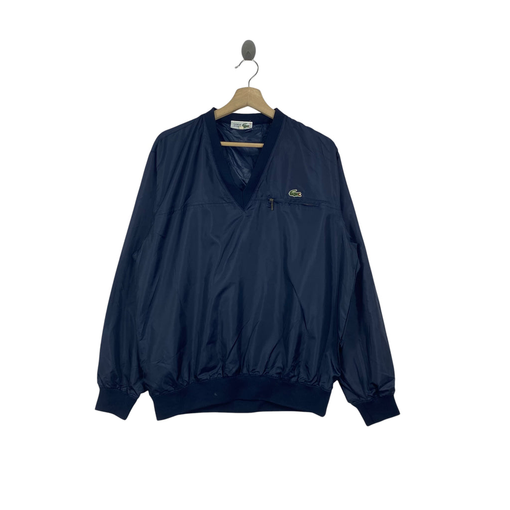 Vintage LACOSTE CHEMISE V-Neck Windbreaker Pullover Jacket Embroidered Crocodile Logo Chest Pocket Lightweight Sportswear